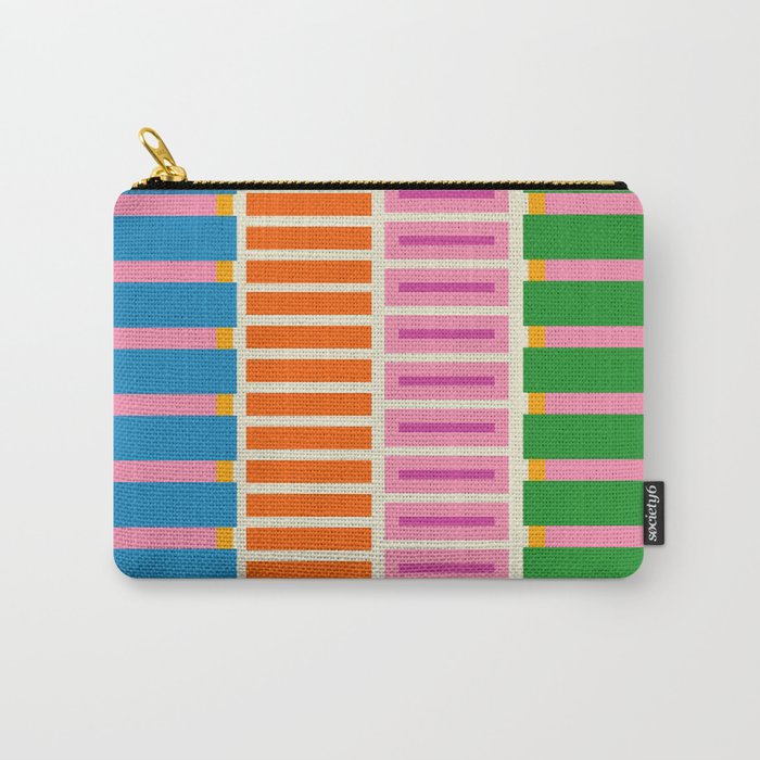 Bold and Colorful Block Stripes Pink Orange Blue Green Carry All Pouch Gallery Image 1