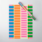 Bold and Colorful Block Stripes Pink Orange Blue Green Wrapping Paper Gallery Image 1