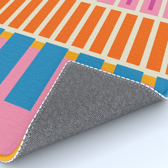 Bold and Colorful Block Stripes Pink Orange Blue Green Rug Gallery Image 4