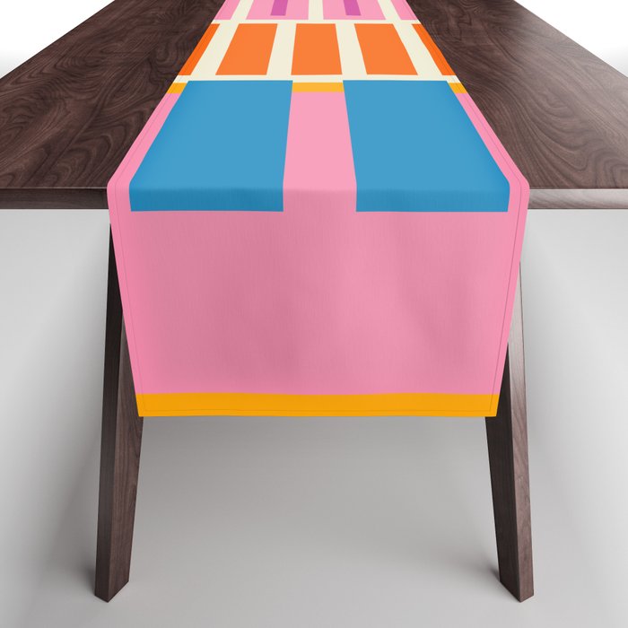Bold and Colorful Block Stripes Pink Orange Blue Green Table Runner Gallery Image 1