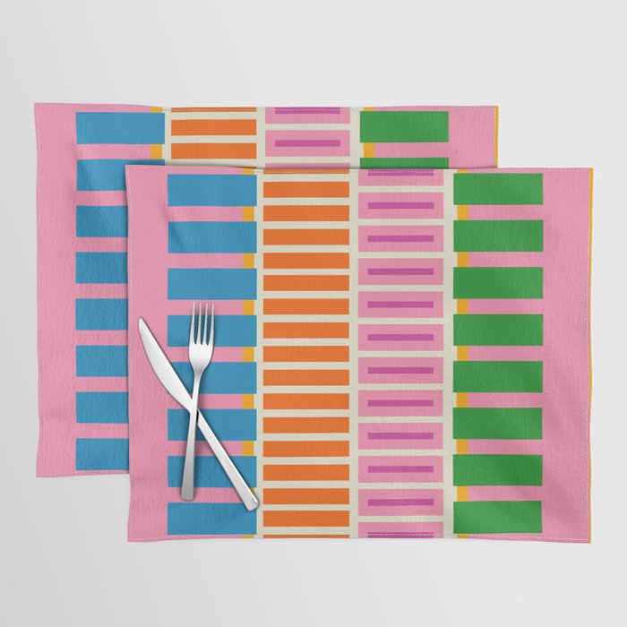 Bold and Colorful Block Stripes Pink Orange Blue Green Placemat Gallery Image 1
