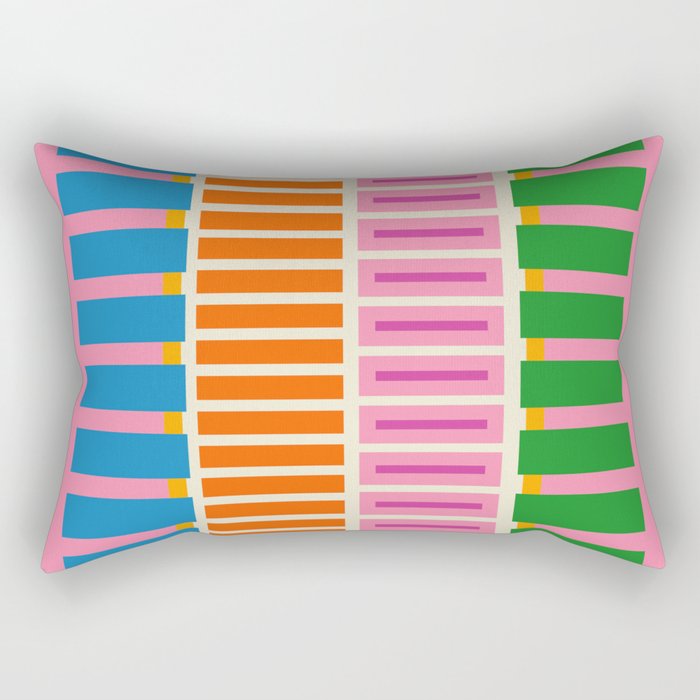 Bold and Colorful Block Stripes Pink Orange Blue Green Rectangular Pillow Gallery Image 2