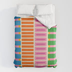 Bold and Colorful Block Stripes Pink Orange Blue Green Duvet Cover Gallery Image 6