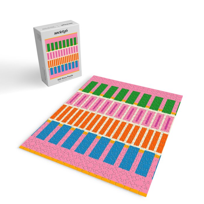 Bold and Colorful Block Stripes Pink Orange Blue Green Jigsaw Puzzle Gallery Image 2