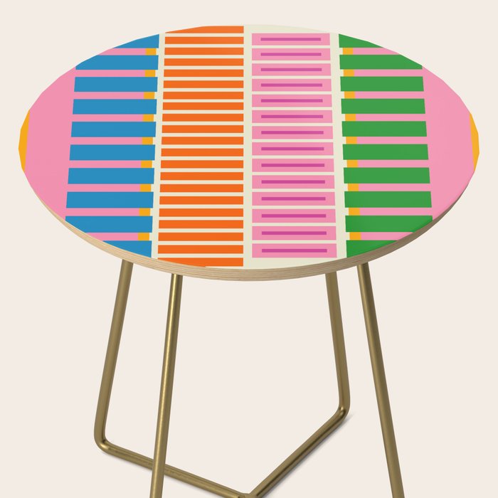 Bold and Colorful Block Stripes Pink Orange Blue Green Side Table Gallery Image 2