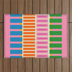 Bold and Colorful Block Stripes Pink Orange Blue Green Outdoor Rug Gallery Image 1