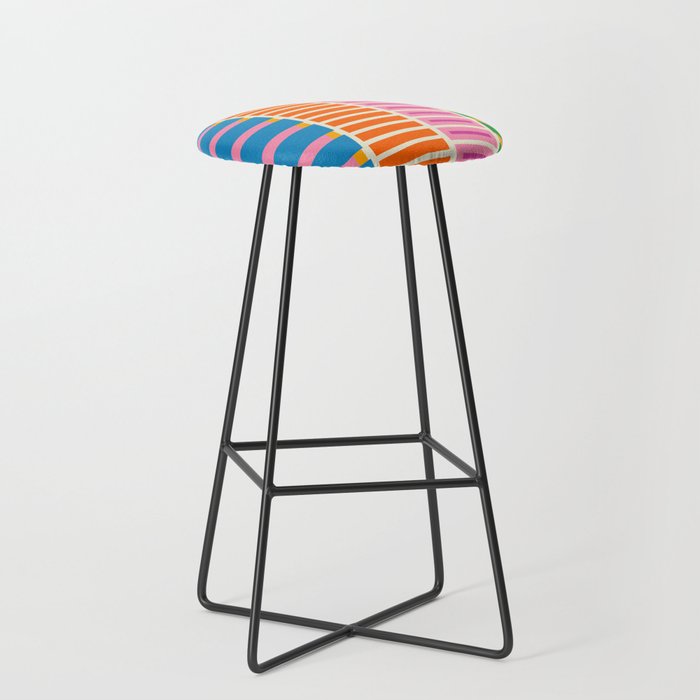 Bold and Colorful Block Stripes Pink Orange Blue Green Stool Gallery Image 1