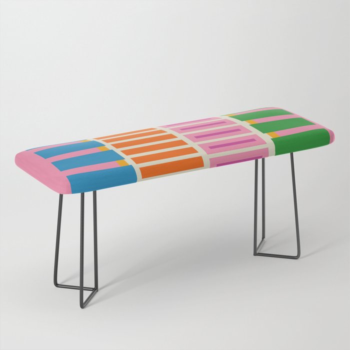 Bold and Colorful Block Stripes Pink Orange Blue Green Bench Gallery Image 1