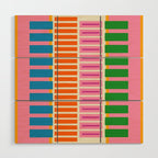 Bold and Colorful Block Stripes Pink Orange Blue Green Wood Wall Art Gallery Image 1