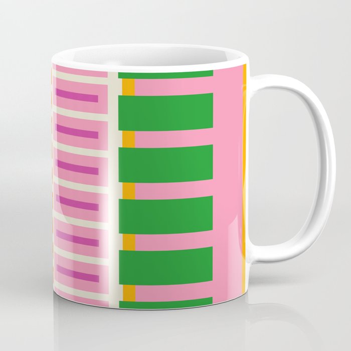 Bold and Colorful Block Stripes Pink Orange Blue Green Coffee Mug Gallery Image 1