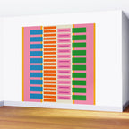 Bold and Colorful Block Stripes Pink Orange Blue Green Wall Mural Gallery Image 2