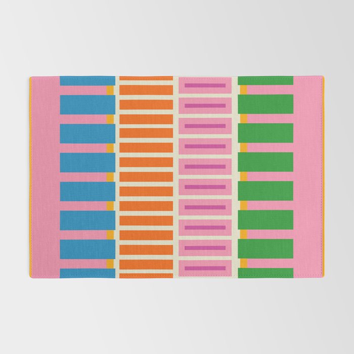 Bold and Colorful Block Stripes Pink Orange Blue Green Rug Gallery Image 2