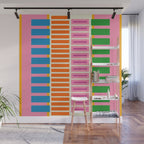 Bold and Colorful Block Stripes Pink Orange Blue Green Wall Mural Gallery Image 1
