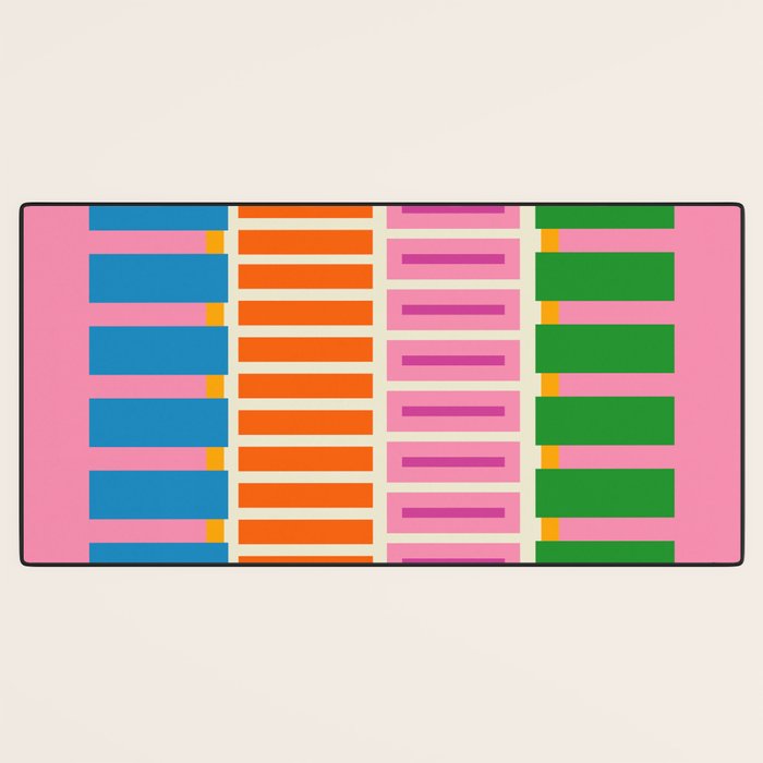 Bold and Colorful Block Stripes Pink Orange Blue Green Desk Mat Gallery Image 3