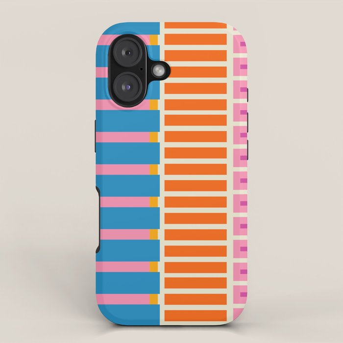 Bold and Colorful Block Stripes Pink Orange Blue Green iPhone Case Gallery Image 1