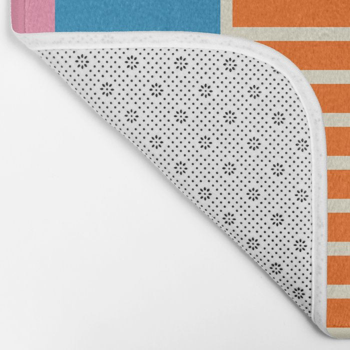 Bold and Colorful Block Stripes Pink Orange Blue Green Bath Mat Gallery Image 2