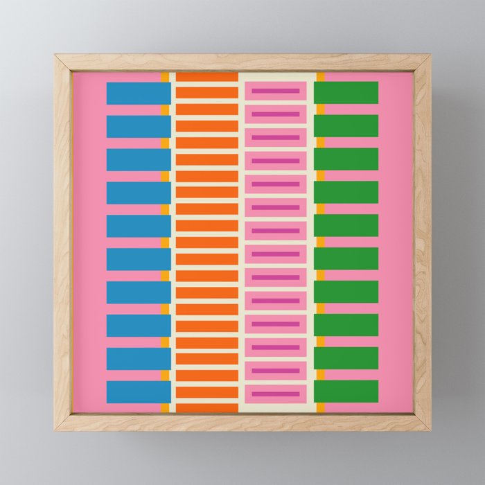 Bold and Colorful Block Stripes Pink Orange Blue Green Mini Art Print Gallery Image 1