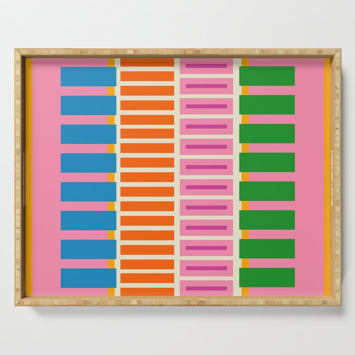 Bold and Colorful Block Stripes Pink Orange Blue Green Serving Tray Gallery Image 1