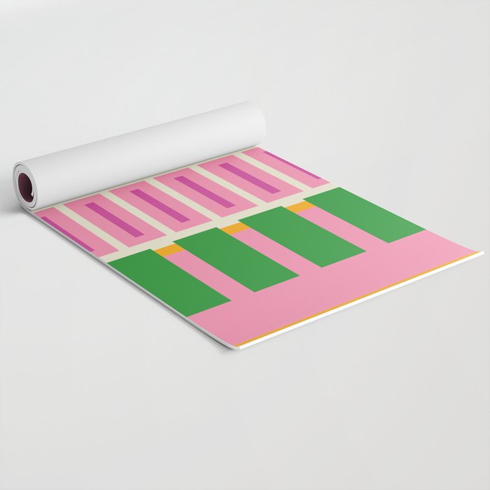 Bold and Colorful Block Stripes Pink Orange Blue Green Yoga Mat Gallery Image 2
