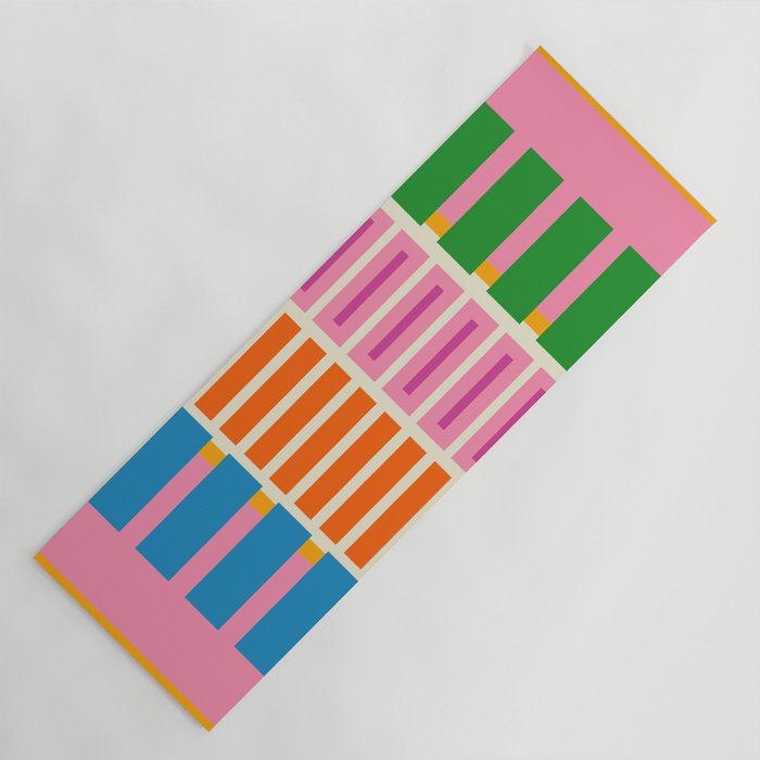 Bold and Colorful Block Stripes Pink Orange Blue Green Yoga Mat Gallery Image 1