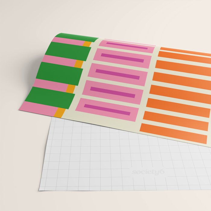 Bold and Colorful Block Stripes Pink Orange Blue Green Wrapping Paper Gallery Image 2