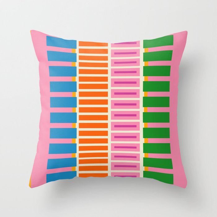 Bold and Colorful Block Stripes Pink Orange Blue Green Throw Pillow Gallery Image 6