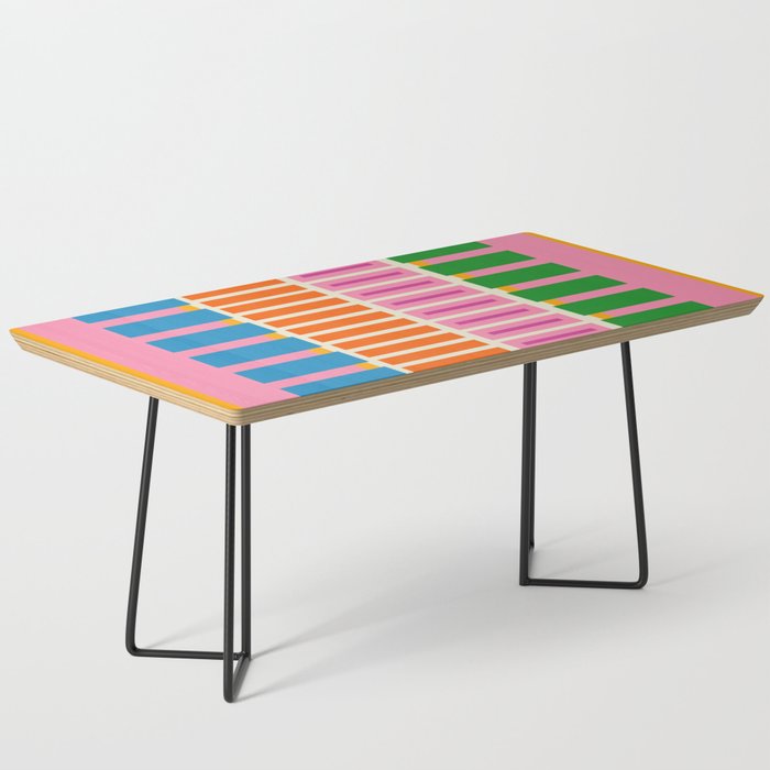 Bold and Colorful Block Stripes Pink Orange Blue Green Coffee Table Gallery Image 1