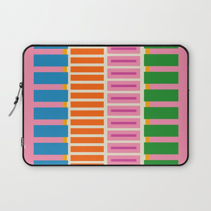 Bold and Colorful Block Stripes Pink Orange Blue Green Laptop Sleeve Gallery Image 1