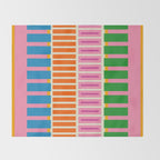 Bold and Colorful Block Stripes Pink Orange Blue Green Throw Blanket Gallery Image 2