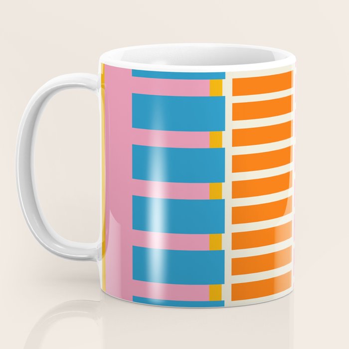 Bold and Colorful Block Stripes Pink Orange Blue Green Coffee Mug Gallery Image 3
