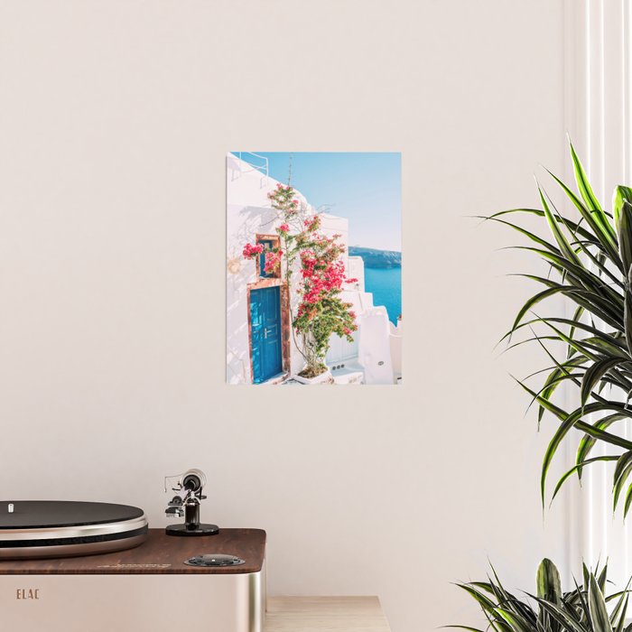 Blue Door in Santorini - Greece Travel Photography - Summer Island Poster Gallery Image 2