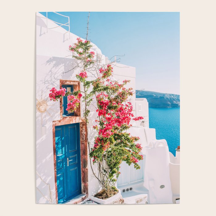 Blue Door in Santorini - Greece Travel Photography - Summer Island Poster Gallery Image 4
