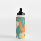 Soft Curves Retro Modern Abstract Pattern Teal Orange Yellow Water Bottle Gallery Image 2
