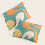 Soft Curves Retro Modern Abstract Pattern Teal Orange Yellow Pillow Sham Gallery Image 3