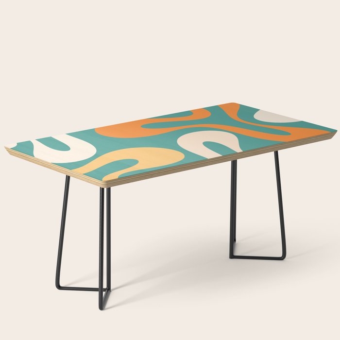 Soft Curves Retro Modern Abstract Pattern Teal Orange Yellow Coffee Table Gallery Image 1