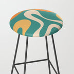 Soft Curves Retro Modern Abstract Pattern Teal Orange Yellow Stool Gallery Image 2