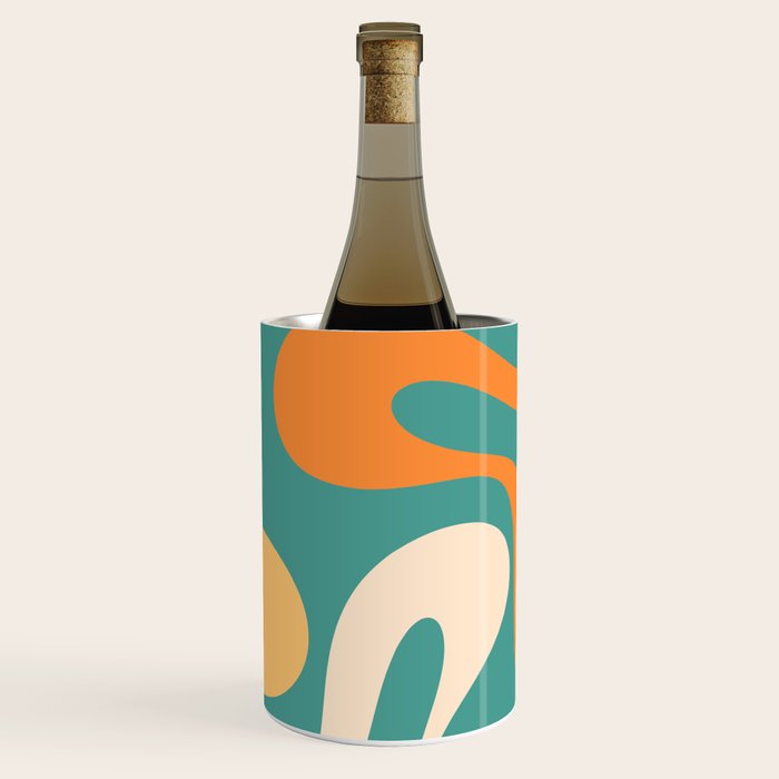 Soft Curves Retro Modern Abstract Pattern Teal Orange Yellow Wine Chiller Gallery Image 1