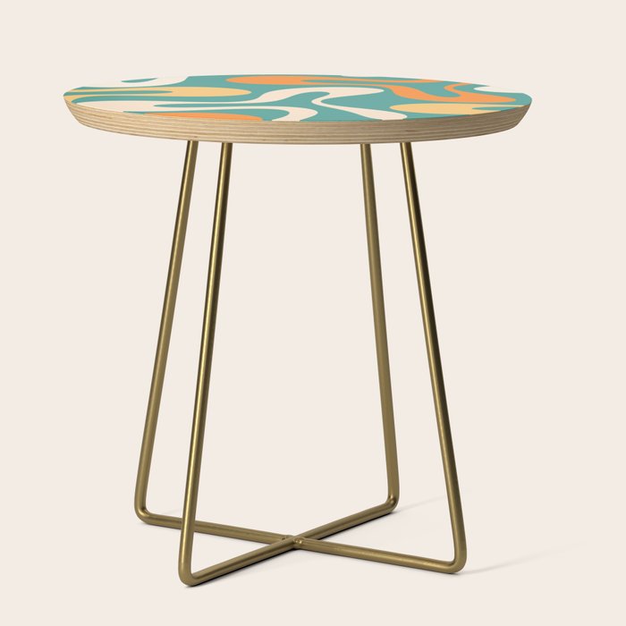Soft Curves Retro Modern Abstract Pattern Teal Orange Yellow Side Table Gallery Image 1