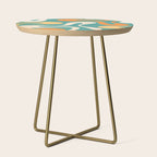 Soft Curves Retro Modern Abstract Pattern Teal Orange Yellow Side Table Gallery Image 1