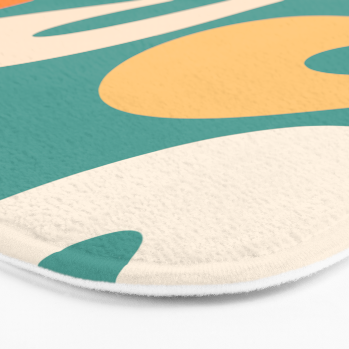 Soft Curves Retro Modern Abstract Pattern Teal Orange Yellow Bath Mat Gallery Image 3