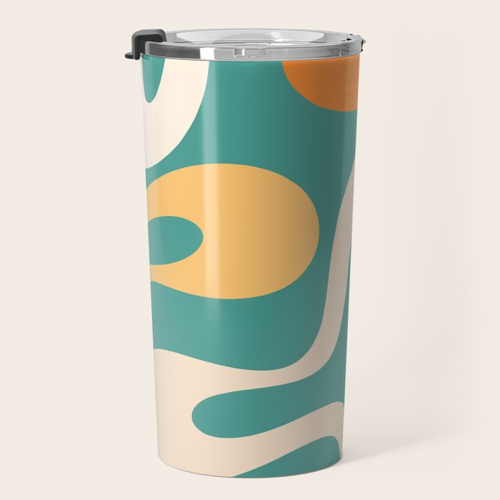 Soft Curves Retro Modern Abstract Pattern Teal Orange Yellow Travel Mug Gallery Image 3