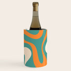 Soft Curves Retro Modern Abstract Pattern Teal Orange Yellow Wine Chiller Gallery Image 3