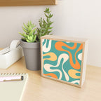 Soft Curves Retro Modern Abstract Pattern Teal Orange Yellow Mini Art Print Gallery Image 2