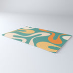 Soft Curves Retro Modern Abstract Pattern Teal Orange Yellow Rug Gallery Image 3