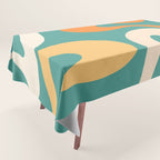 Soft Curves Retro Modern Abstract Pattern Teal Orange Yellow Tablecloth Gallery Image 1