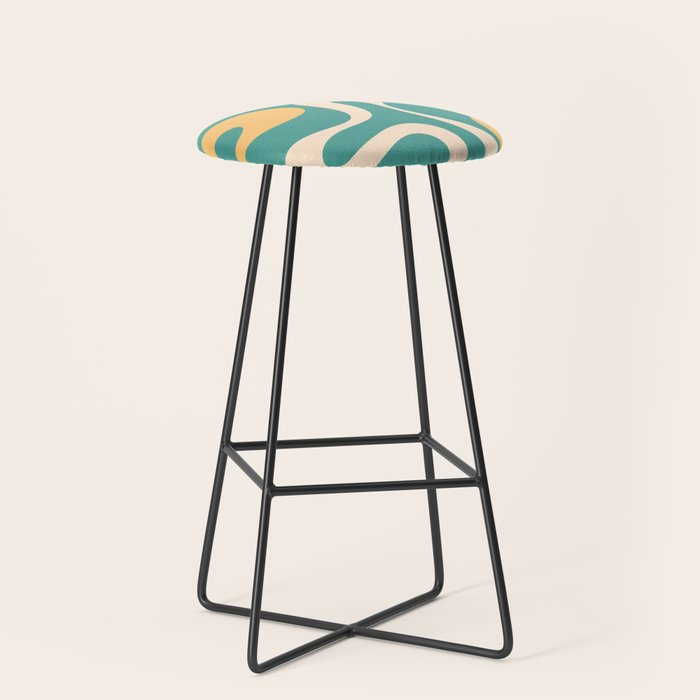 Soft Curves Retro Modern Abstract Pattern Teal Orange Yellow Stool Gallery Image 1