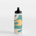 Soft Curves Retro Modern Abstract Pattern Teal Orange Yellow Water Bottle Gallery Image 3