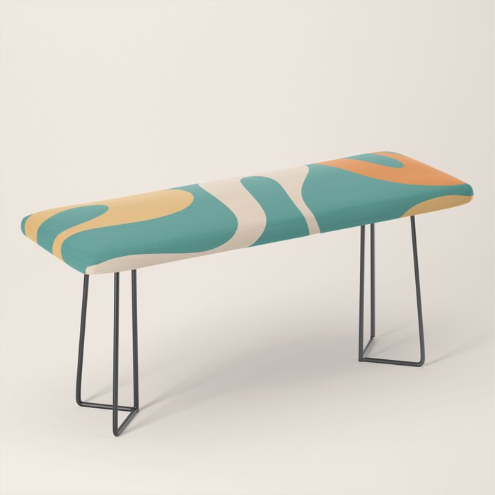 Soft Curves Retro Modern Abstract Pattern Teal Orange Yellow Bench Gallery Image 1