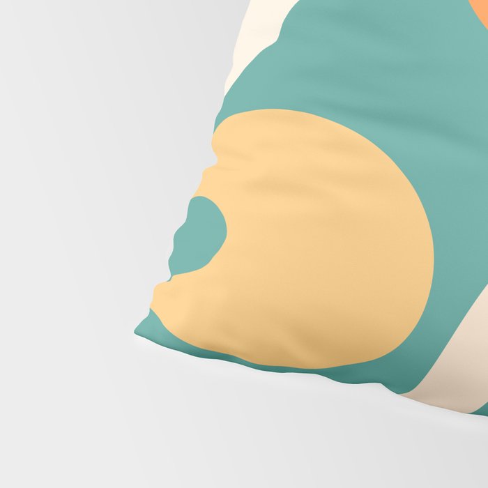 Soft Curves Retro Modern Abstract Pattern Teal Orange Yellow Pillow Sham Gallery Image 4