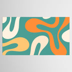 Soft Curves Retro Modern Abstract Pattern Teal Orange Yellow Tablecloth Gallery Image 2